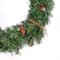 24" Pre-Lit Glistening Pine Wreath with Pinecones, Berries & Twigs, Warm White LED Lights